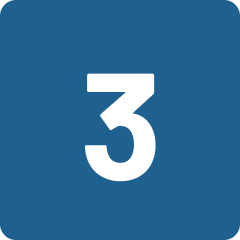 White number 3 centered on a blue square background with rounded corners, evoking the festive glow of holiday lights.